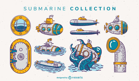 Submarine elements color stroke set