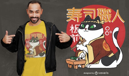 Sushi cat chef t-shirt design