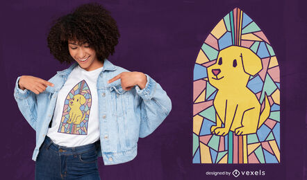 Dog in church window t-shirt design