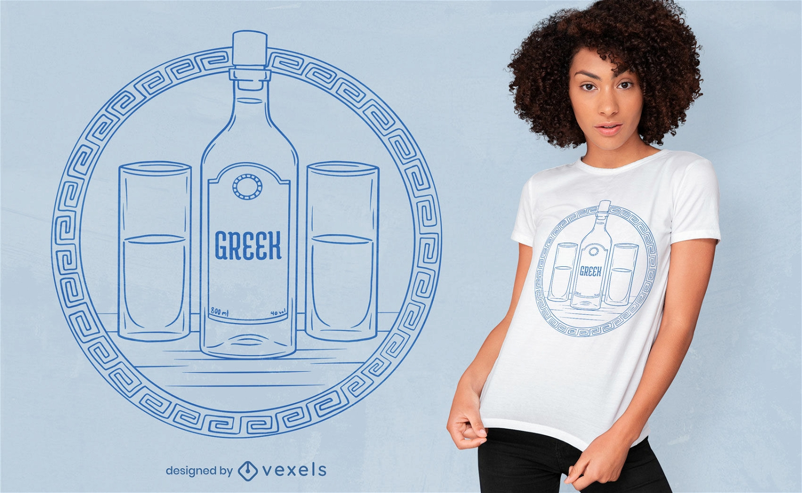 Design de camisetas com bebidas gregas