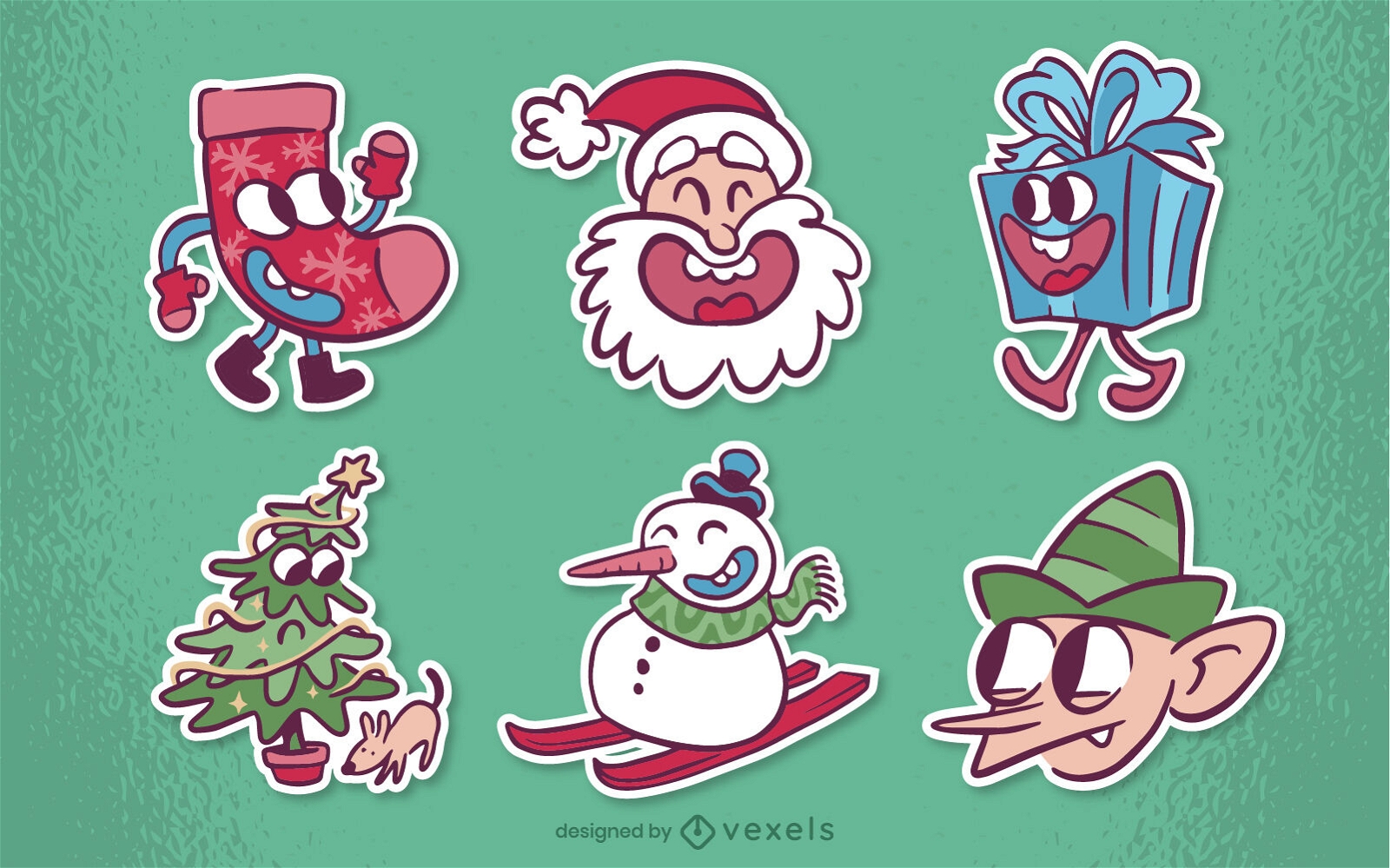 Christmas cartoon characters stickers