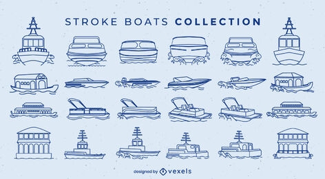 Boats and ships stroke large set