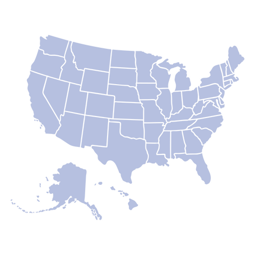 Estados do mapa do pa?s dos EUA descritos Desenho PNG