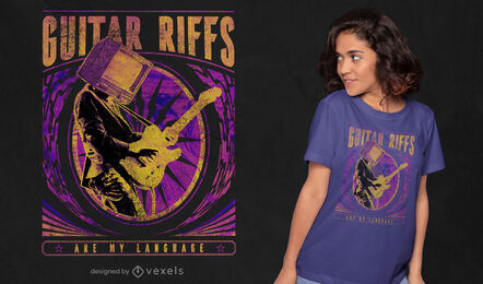 Camiseta psd trippy de riffs de guitarra