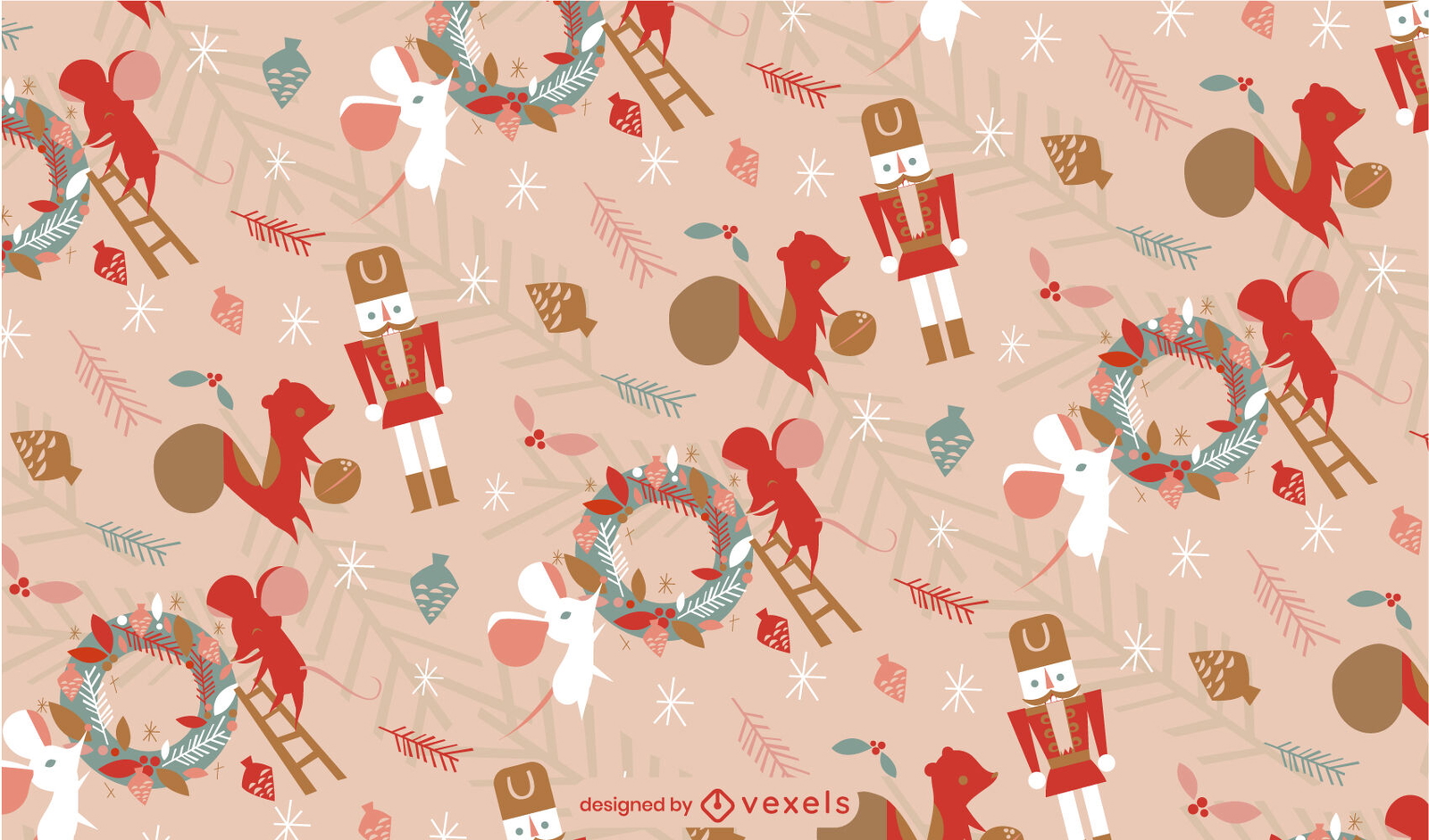 Christmas animal workers pattern design