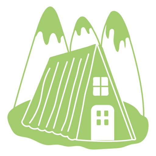 Wilderness mountains simple winter cabin PNG Design