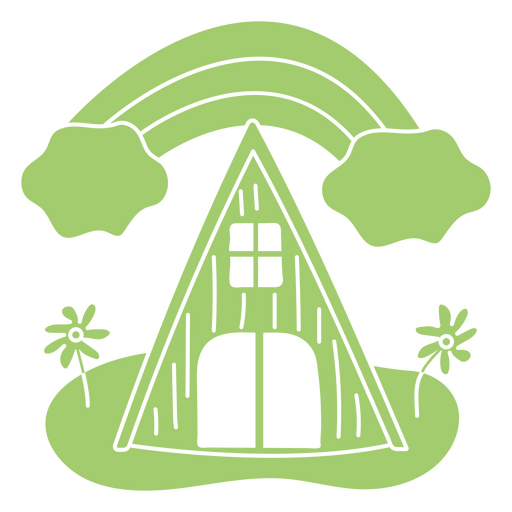 Einfache Winterhütte des Wildnisregenbogens PNG-Design