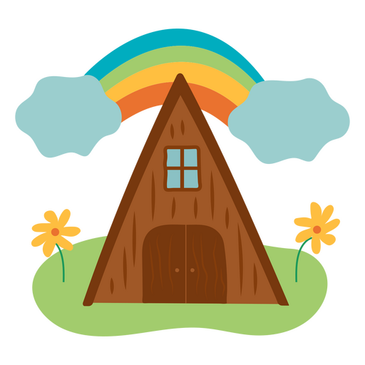 Wilderness rainbow cabin PNG Design