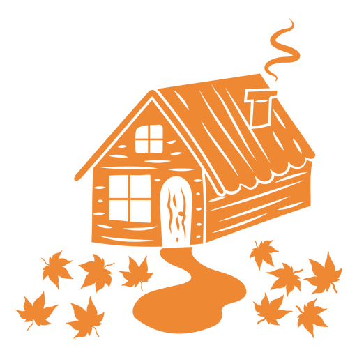 Cottagecore wilderness simple fall cabin PNG Design
