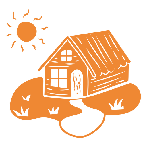Cottagecore desierto sol cabaña simple Diseño PNG