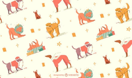 Christmas dogs animal pattern design