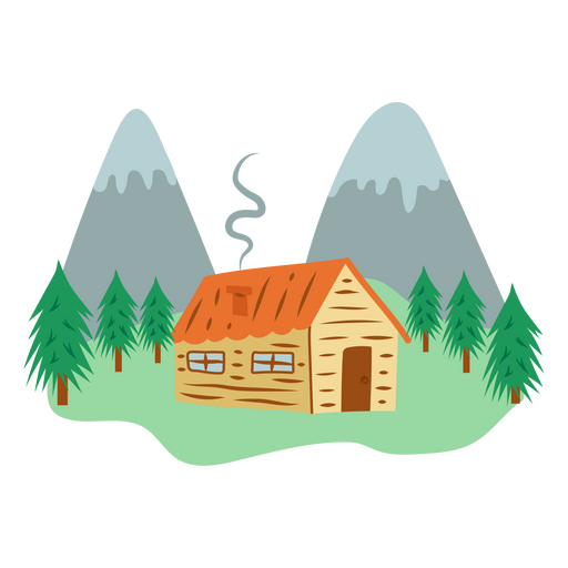 Hütte in den Cottagecore-Bergen in der Wildnis PNG-Design