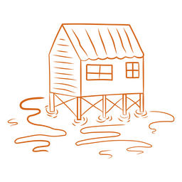 Cabaña simple en el lago del desierto Diseño PNG