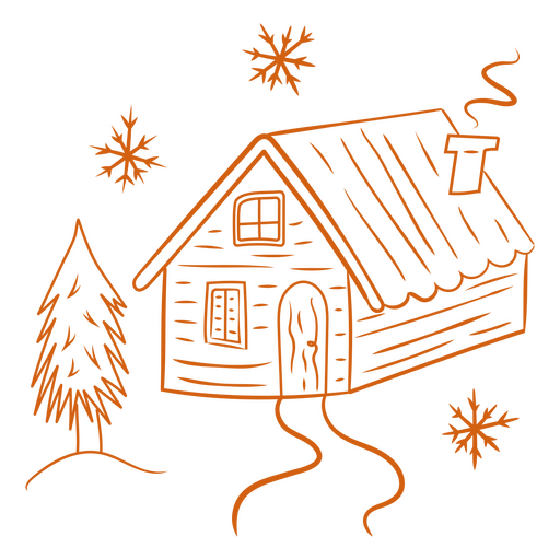 Cabana de neve simples cottagecore selvagem Desenho PNG