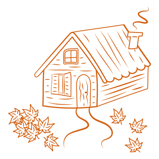Simple cottagecore wilderness fall cabin PNG Design