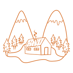 Simple cottagecore wilderness mountains cabin PNG Design
