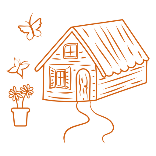 Einfache Cottagecore-Wildnis-Schmetterlingshütte PNG-Design