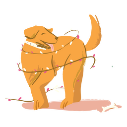 Personagem de cachorro de luzes de Natal fofo Desenho PNG