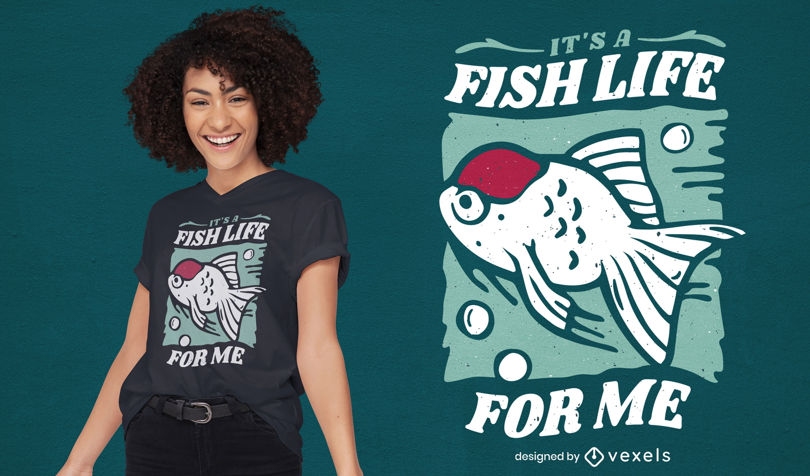 Diseño de camiseta cool fish life