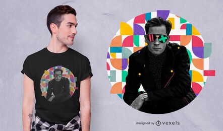Man in colorful abstract background t-shirt psd