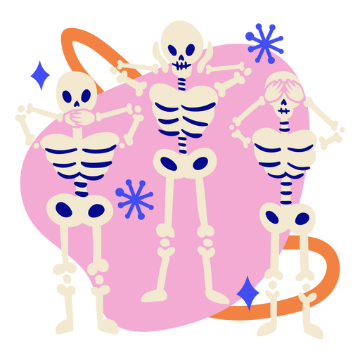 Mid century skeleton characters PNG Design