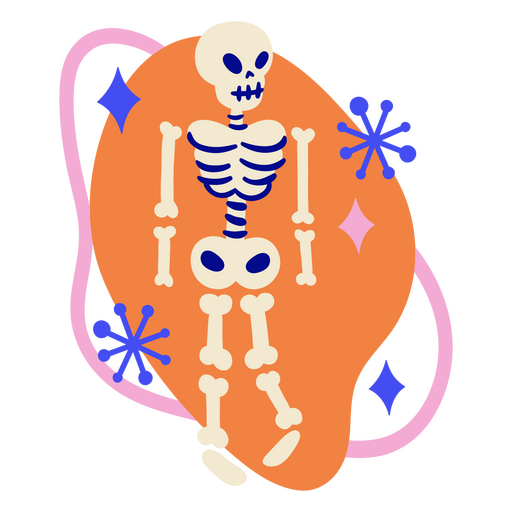 Skeleton mid century character PNG Design
