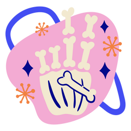 Colorido esqueleto mano signo de la paz Diseño PNG