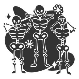 Group of skeleton characters PNG Design