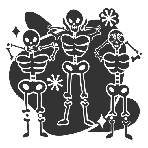 Group of skeleton characters PNG Design