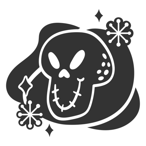Cartoon skull mid century character PNG Design