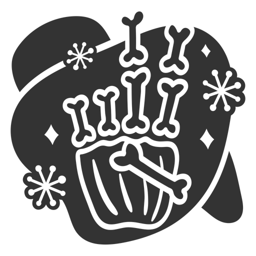 Skeleton hand peace sign sparkly design PNG Design