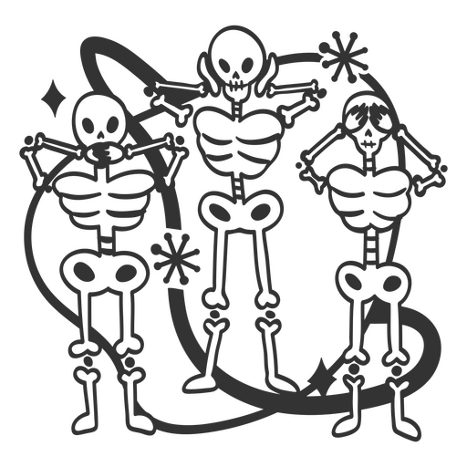 Skeleton cartoon characters PNG Design