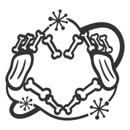 Mãos de esqueleto brilhantes fazendo sinal de coração Desenho PNG