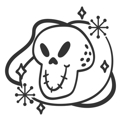 Cute sparkly skull cartoon PNG Design