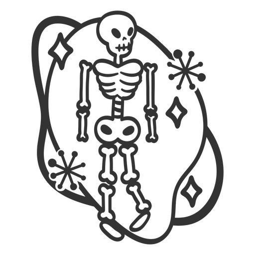 Personagem de esqueleto brilhante bonito Desenho PNG