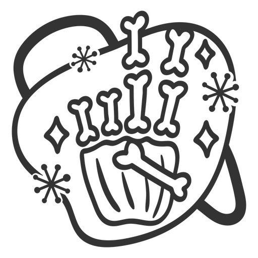 Icono de signo de paz de mano de esqueleto Diseño PNG