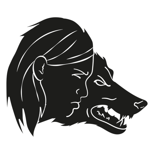 Human face and wolf face superimposed PNG Design