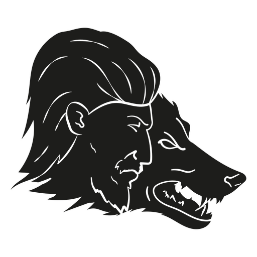 Cara de hombre y lobo Diseño PNG