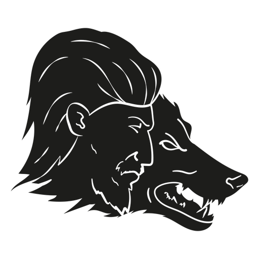 Man and wolf face  PNG Design