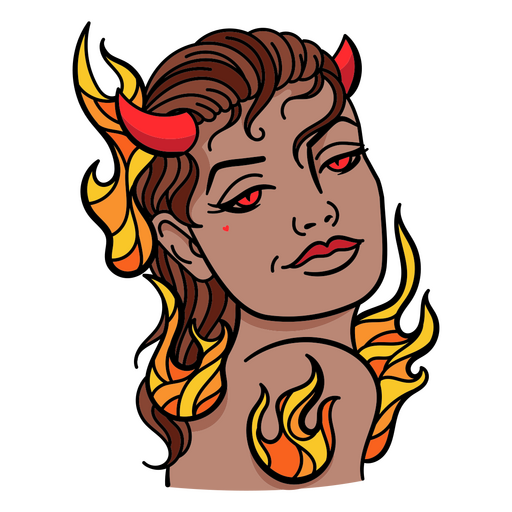 Niña diablo en llamas Diseño PNG