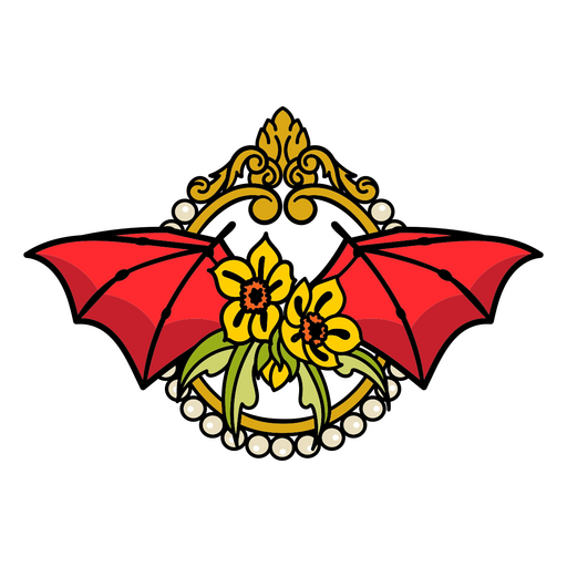 Arreglo floral del diablo en un marco Diseño PNG