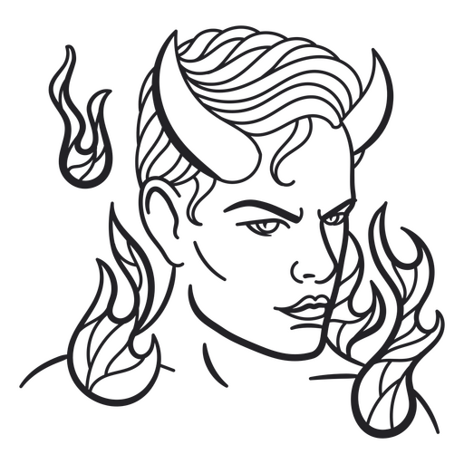 Handsome devil character with fire PNG Design