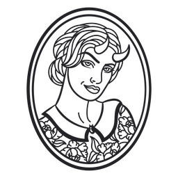 Retrato de mulher jovem diabo Desenho PNG