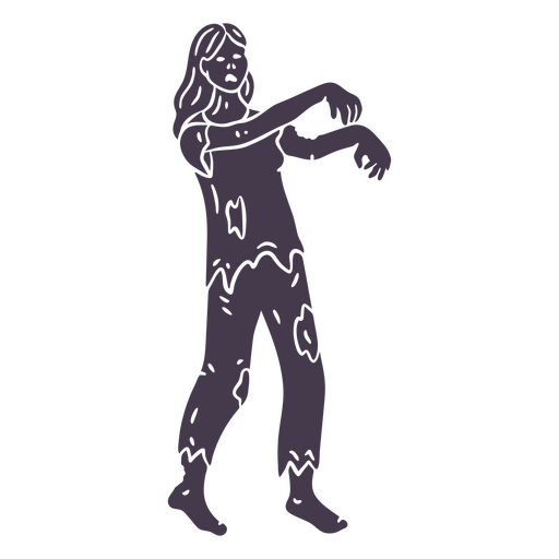 Zombie girl character walking PNG Design