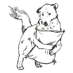 Hand drawn dog hugging pillow PNG Design