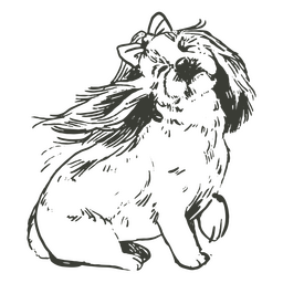 Pekingese dog with a bow hand drawn PNG Design