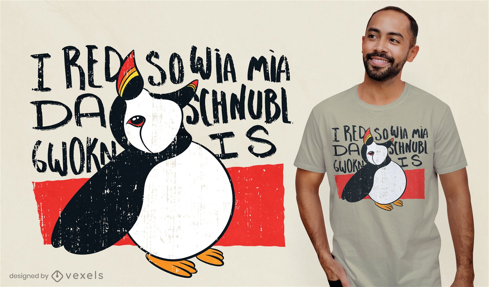 Doodle Papageientaucher Vogel T-Shirt Design