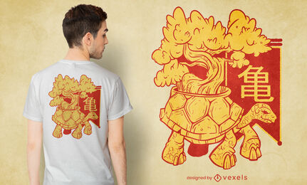 Design de t-shirt bonsai de tartaruga