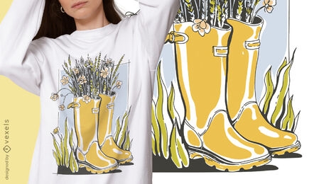 Design de t-shirt com botas Cottagecore lifestyle