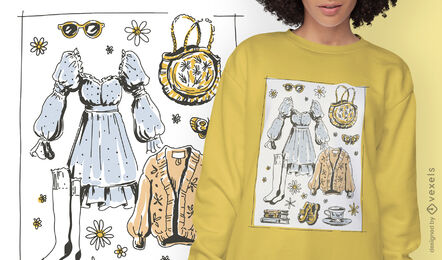 Diseño de camiseta de moda de estilo de vida Cottagecore.